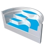 Rmertreppe Treppe GFK 225x120x150cm wei/blaue Stufen